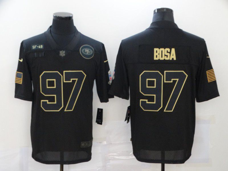 Men San Francisco 49ers #97 Bosa Black gold lettering 2020 Nike NFL Jersey->atlanta falcons->NFL Jersey